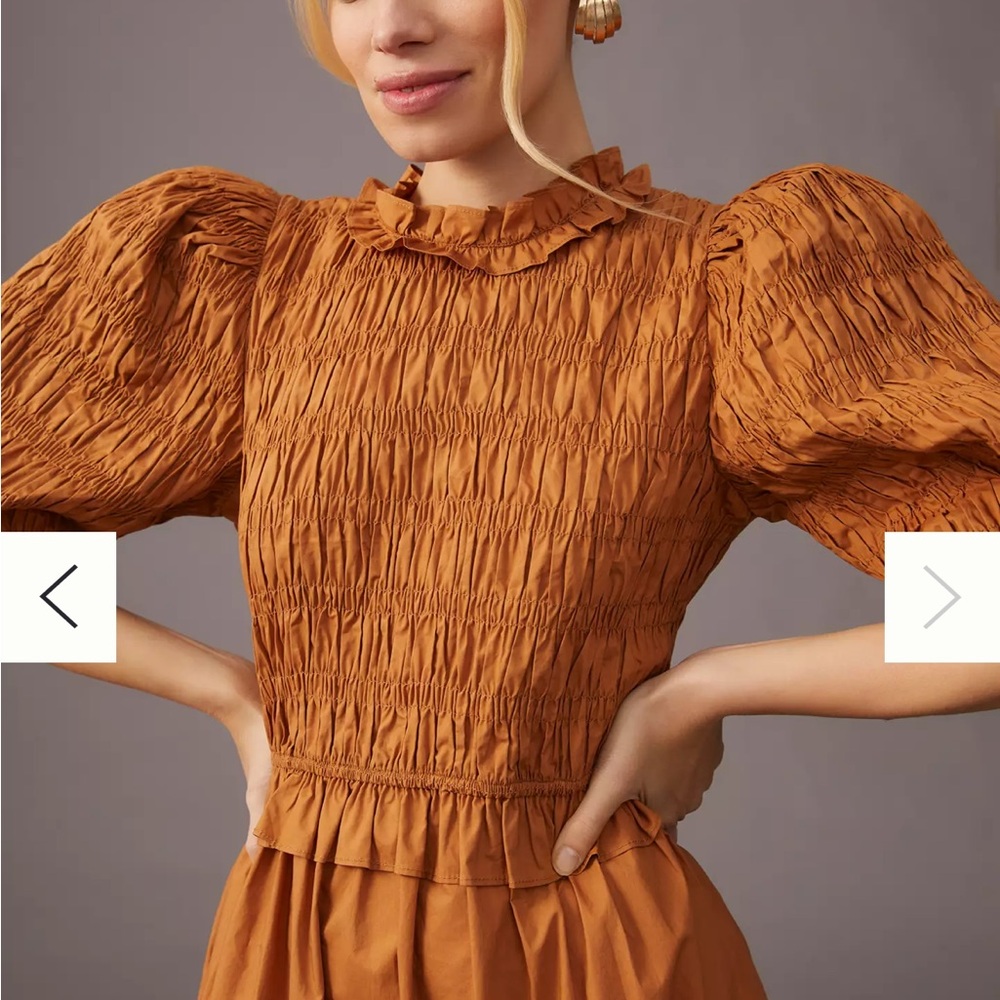 Moon River/tuckernuck midi smocked puff sleeve dress - Picture 7 of 7